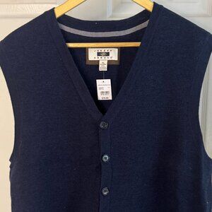 NWT Joseph Abboud XL Navy Merino Cardigan Vest